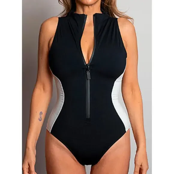 TA3 Surfy Contour Swimsuit M Regular/Long Black White NWT - Picture 4 of 6